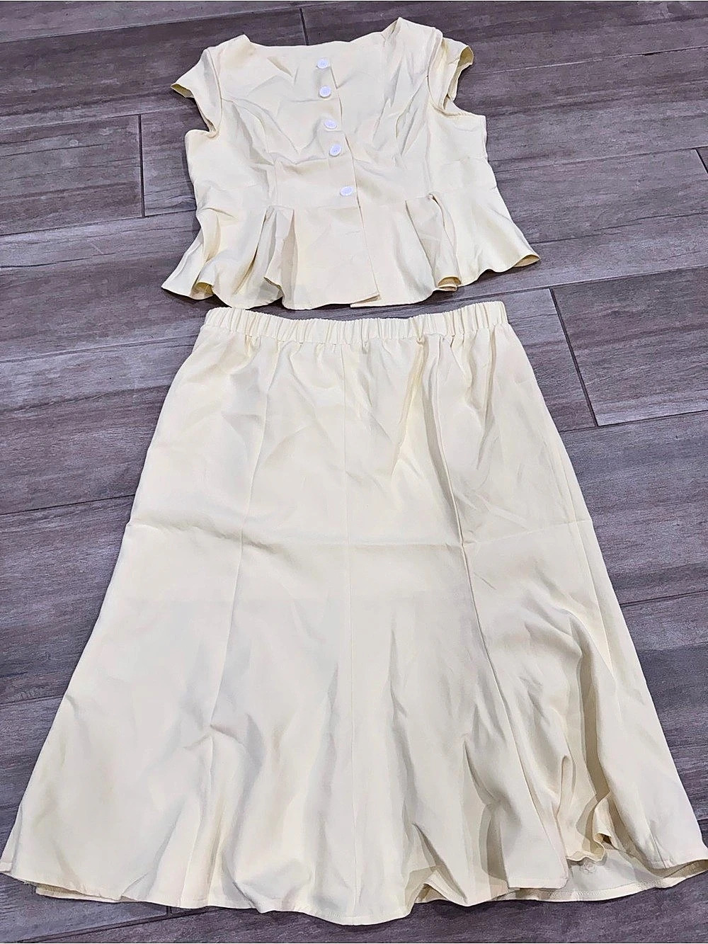 Yellow butter color Two-Piece Maxi Skirt Set size XXL